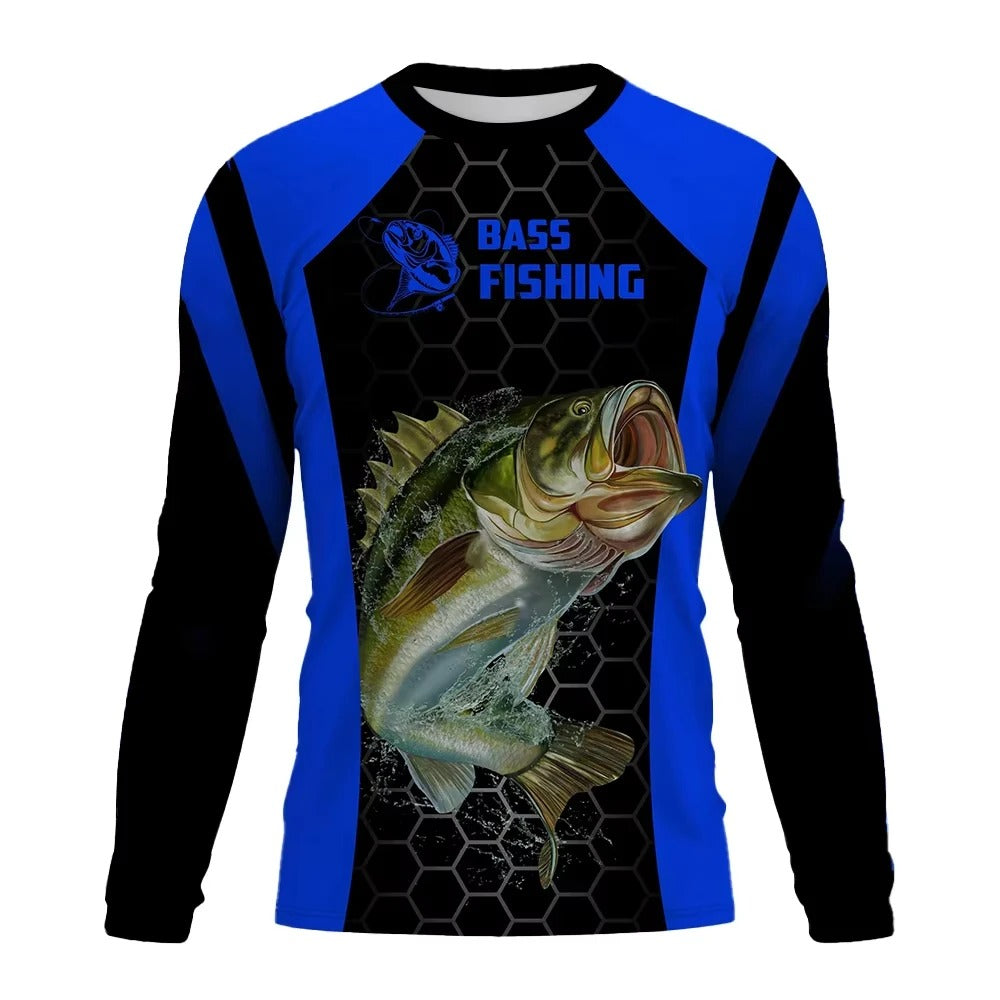 Fishing Shirt Men Summer Outdoor Fishing Clothing Sunscreen Long Sleeve 3D Print Casual Shirts Anti-UV Quick-Dry Fishing Shirts