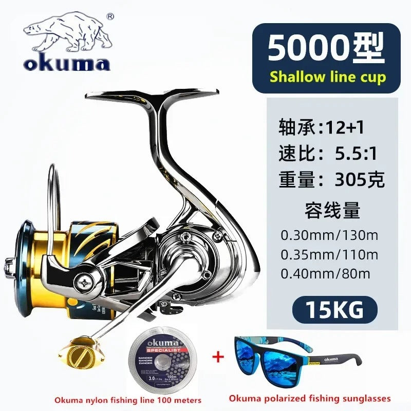 All Metal Fishing Reel Shallow Line Cup 15KG Anti Seawater Corrosion Rotating Reel 1000-5000