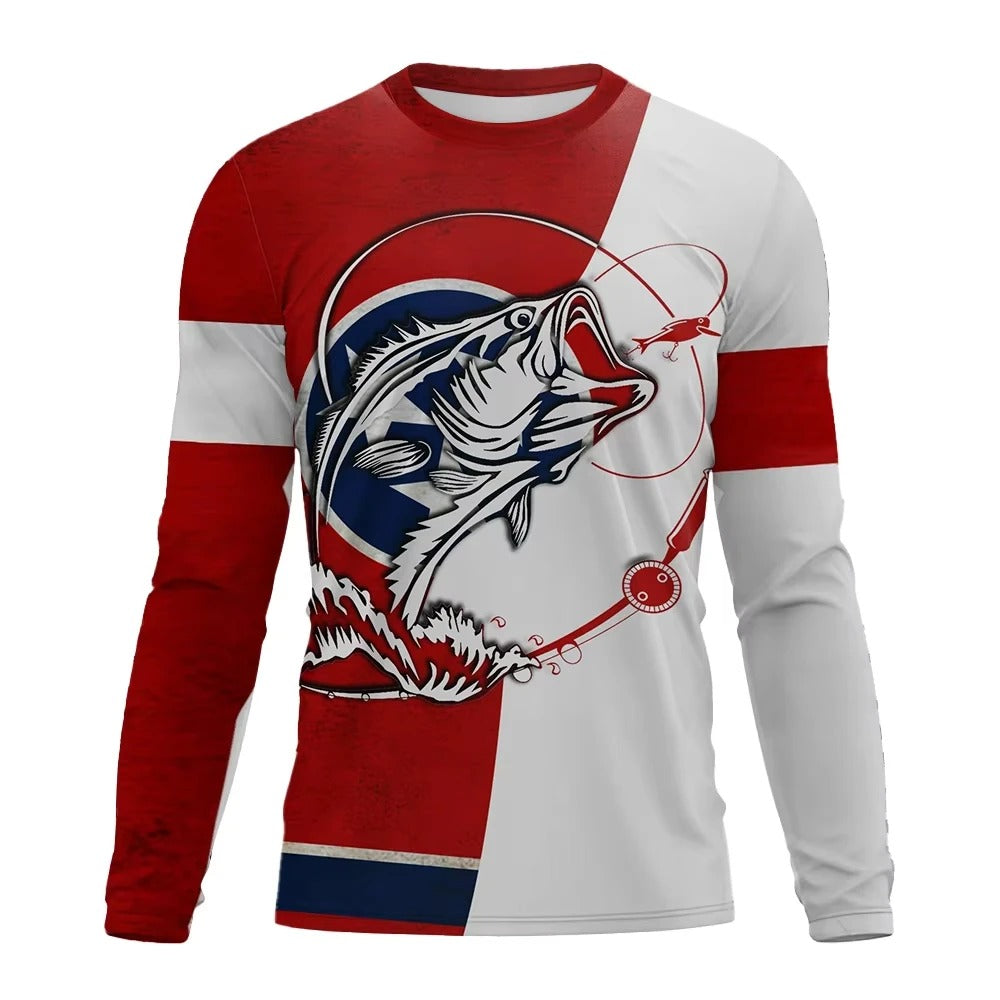 Fishing Shirt Men Summer Outdoor Fishing Clothing Sunscreen Long Sleeve 3D Print Casual Shirts Anti-UV Quick-Dry Fishing Shirts
