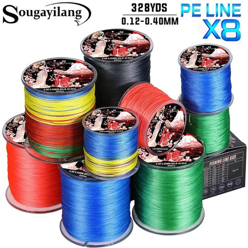 Braided Fishing Line X8 100/300 Drag 22~88LB Multifilament Japanese PE Line for Bass Pike Carp Fishing Accessories