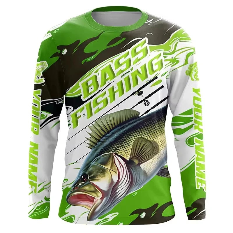 Fishing Shirt Men Summer Outdoor Fishing Clothing Sunscreen Long Sleeve 3D Print Casual Shirts Anti-UV Quick-Dry Fishing Shirts