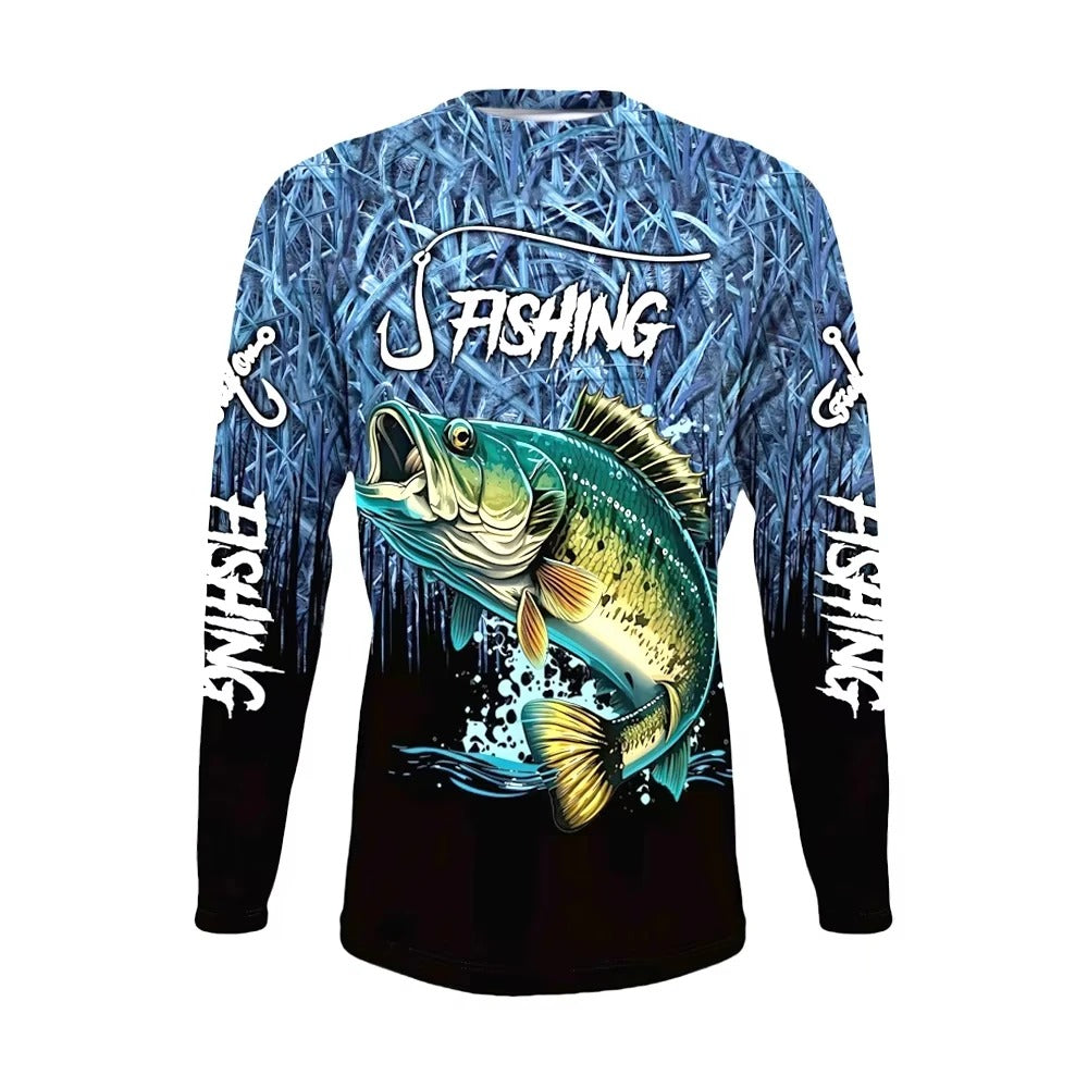 Fishing Shirt Men Summer Outdoor Fishing Clothing Sunscreen Long Sleeve 3D Print Casual Shirts Anti-UV Quick-Dry Fishing Shirts