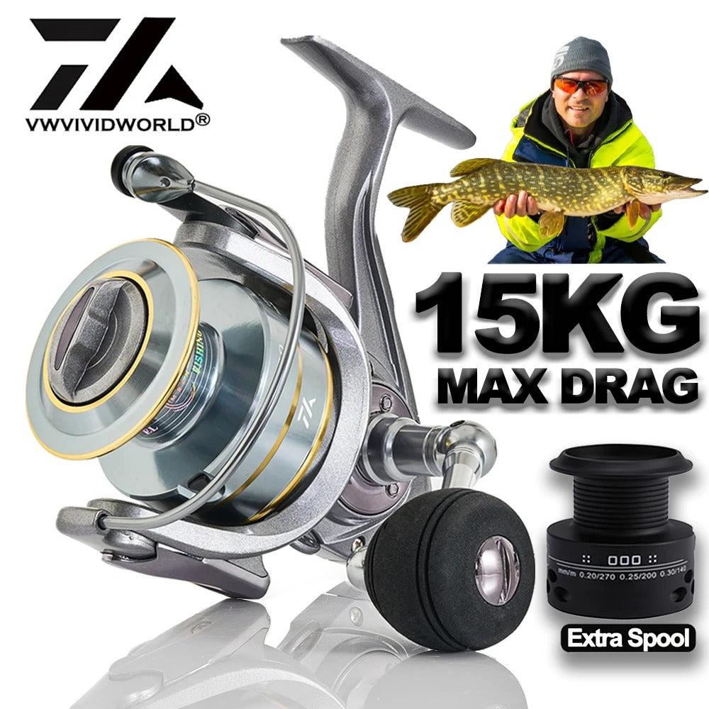 High Quality,Saltwater Fishing Reels,Double Spool,Spinning Reel,Alloy Gear,Alloy Spool,Metal Arm,Casting Reel