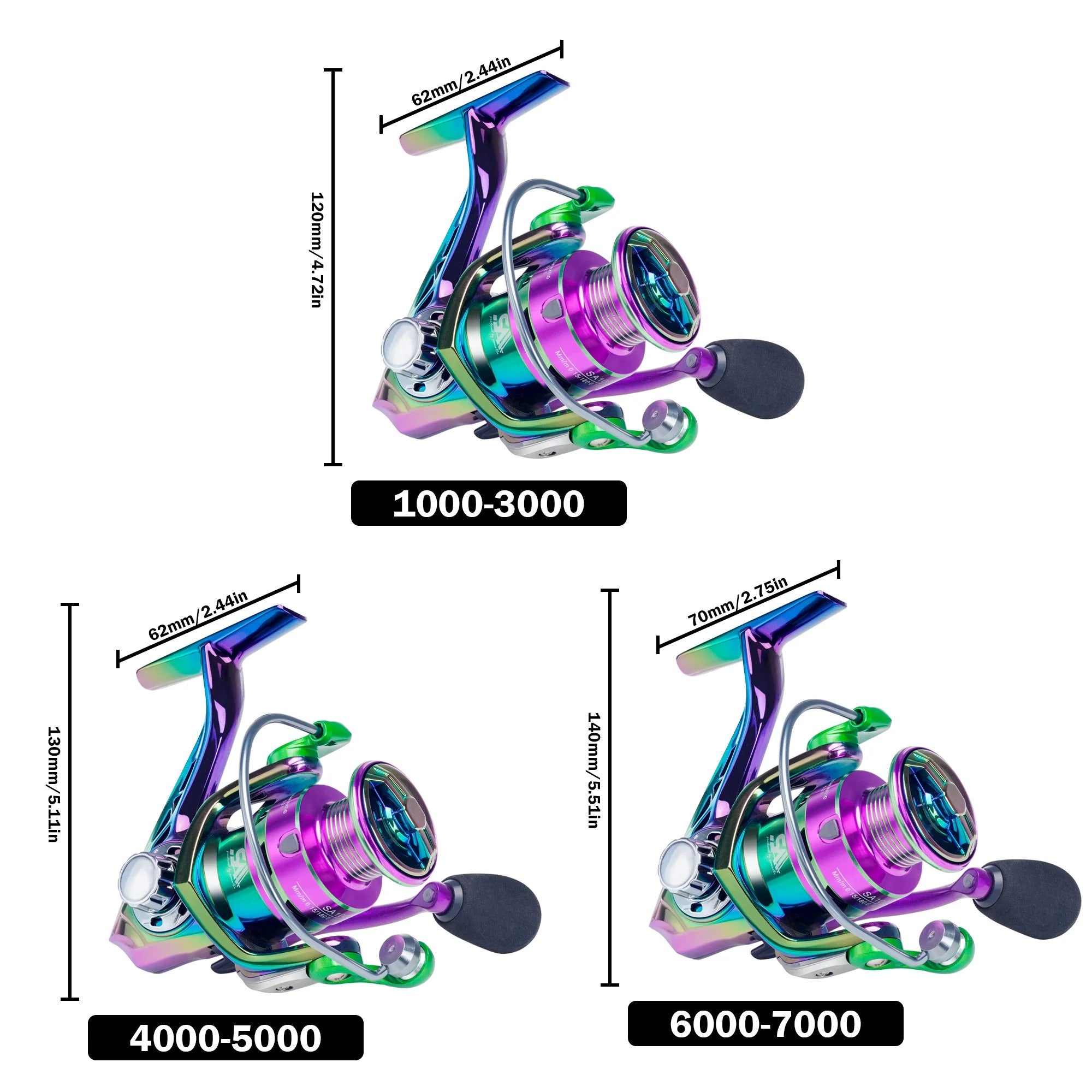 New Fishing Reel Spinning Saltwater 1000-7000 6+1BB 5.2:1 Max Drag 10KG Water-Proof Reels Spinning Wheel Fishing Coil