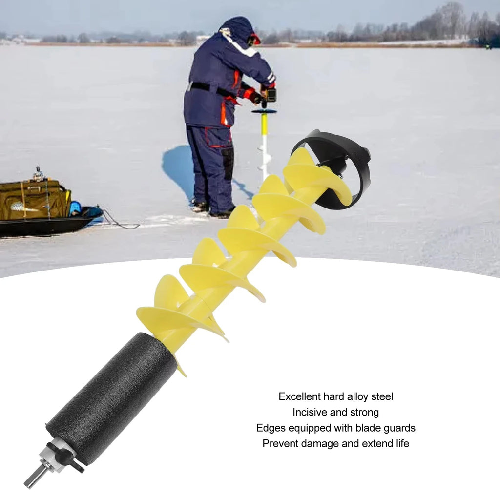 JH ICE DRILL 6-Inch Floating Ice Auger for Fishing 75cm Nylon Drill Bit with PE Protective Case Stainless Steel Blade