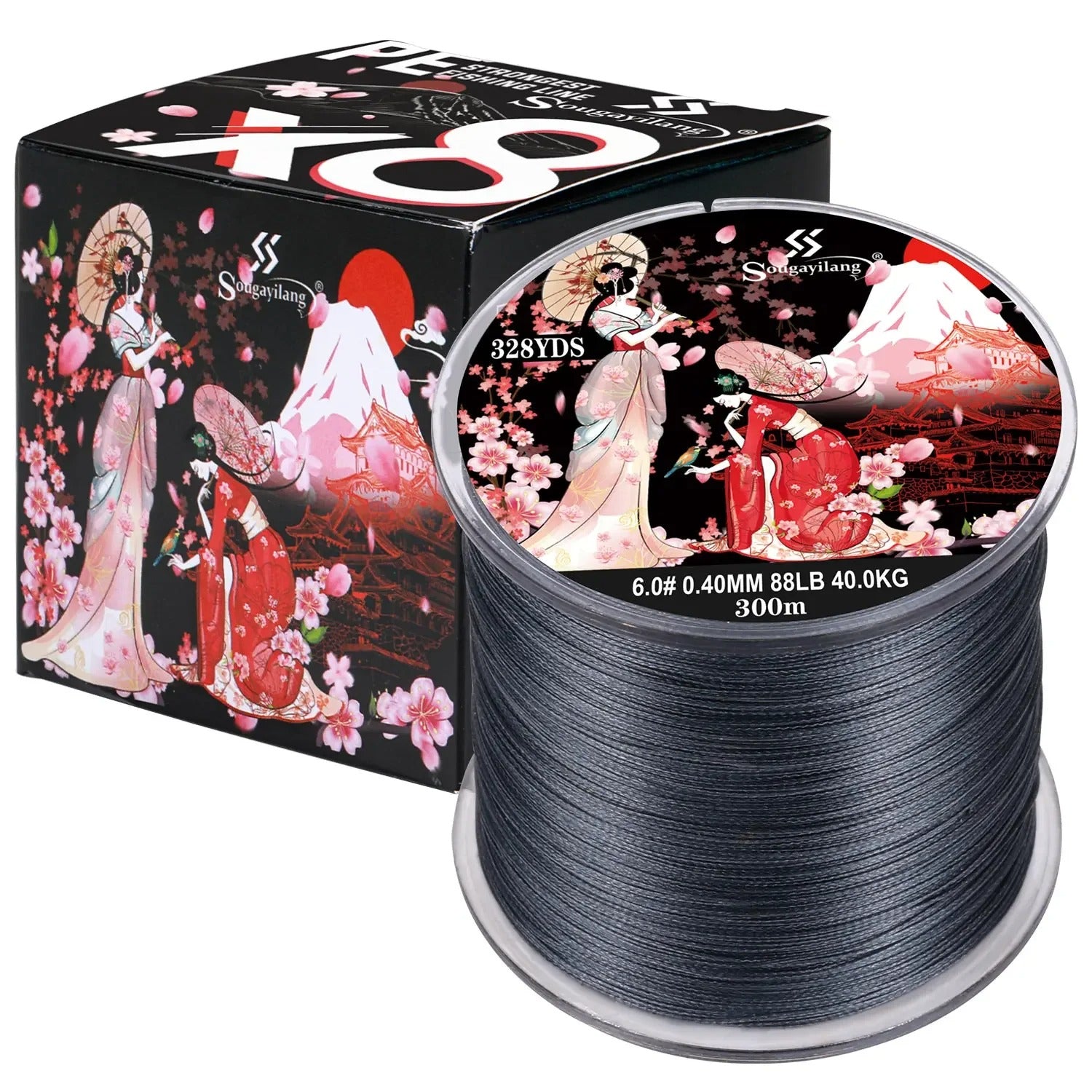 Braided Fishing Line X8 100/300 Drag 22~88LB Multifilament Japanese PE Line for Bass Pike Carp Fishing Accessories